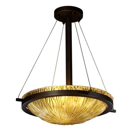 Justice Design GLA-9691-35-LACE-DBRZ Veneto Luce - Three Light Round Bowl Pendant with Ring, Glass Options: LACE: Lace Glass Shade, Choose Finish: Dark Bronze Finish, Choose Lamping Option: Standard Lamping